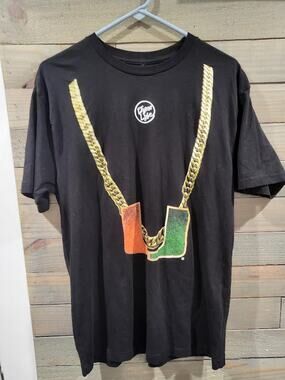 Dyme Lyfe University Of Miami Turnover Chain Design LARGE Black T-Shirt